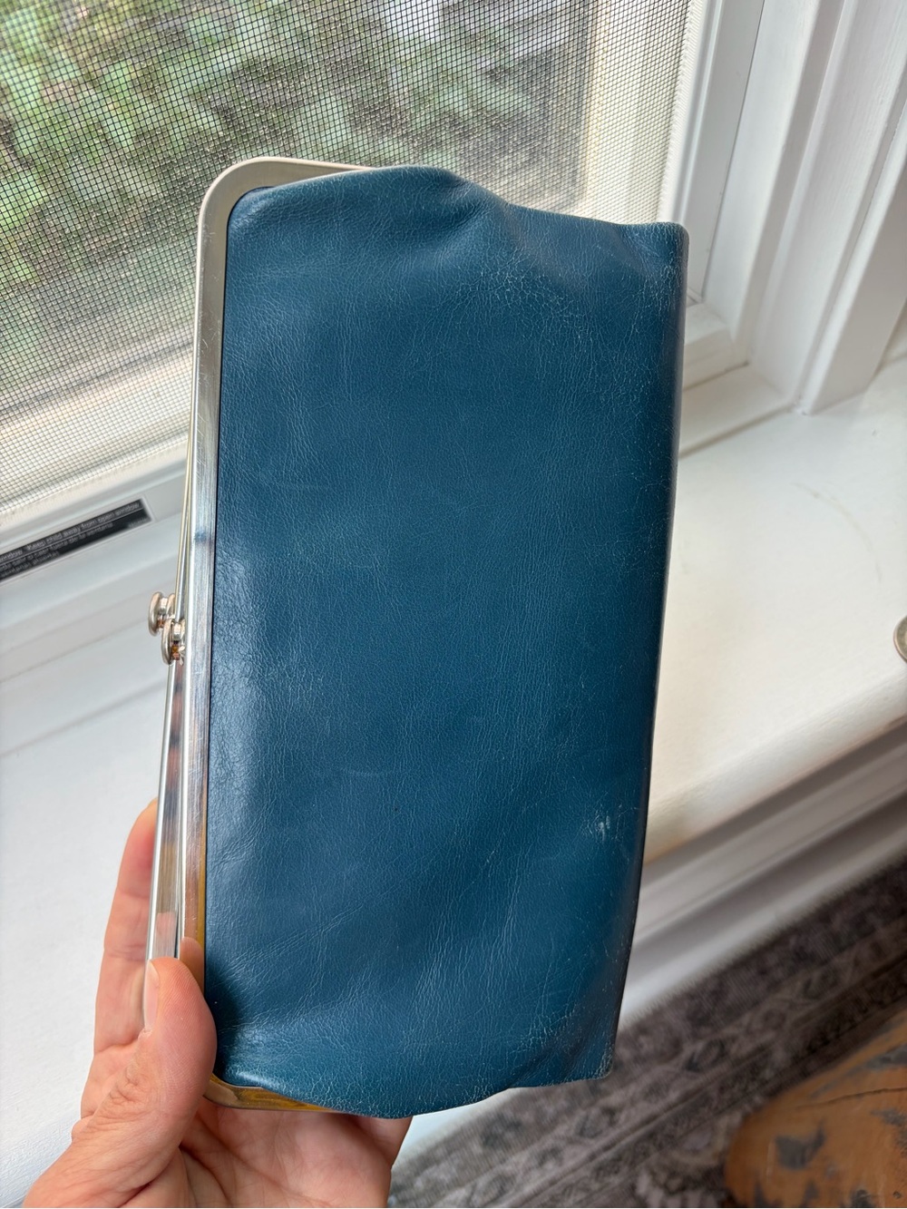 Hobo Lauren Clutch Wallet leather lapis blue navy